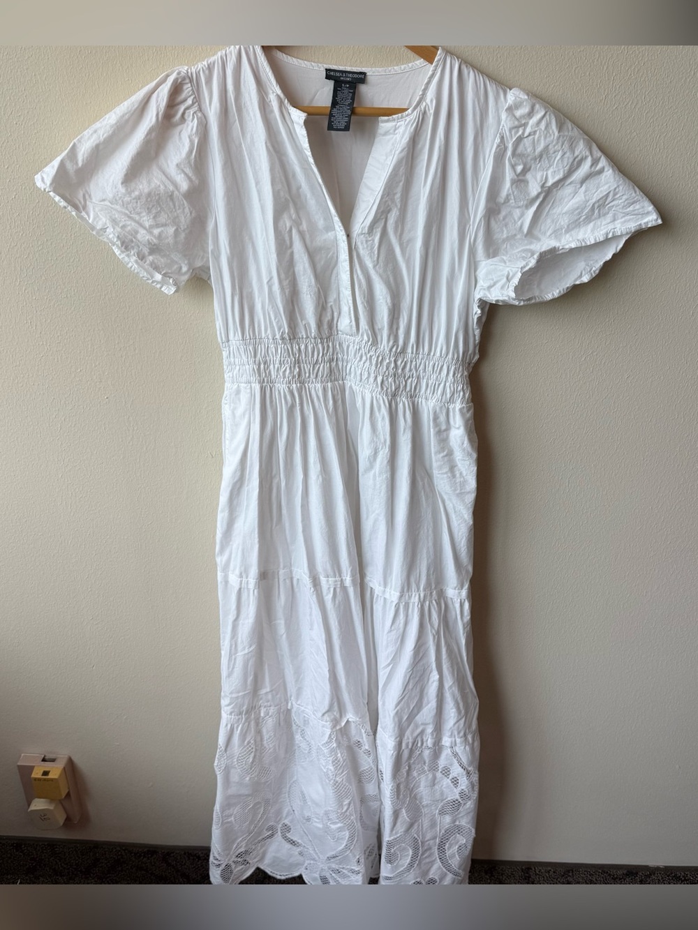 Chelsea & Theodore 100% Cotton White Tiered Maxi Dress